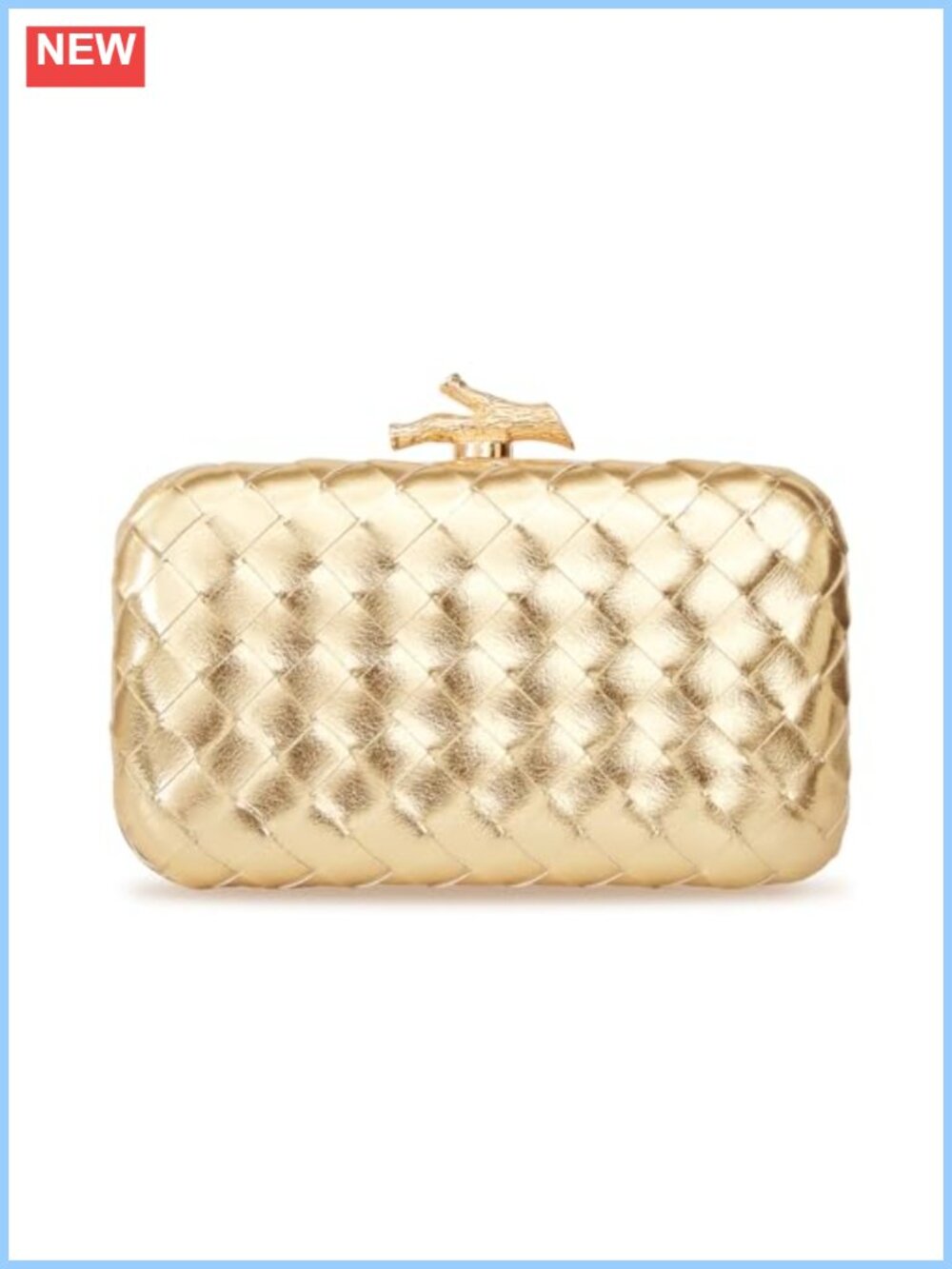 Woven Metallic PU Clutch Purse Evening Shoulder Box Bag